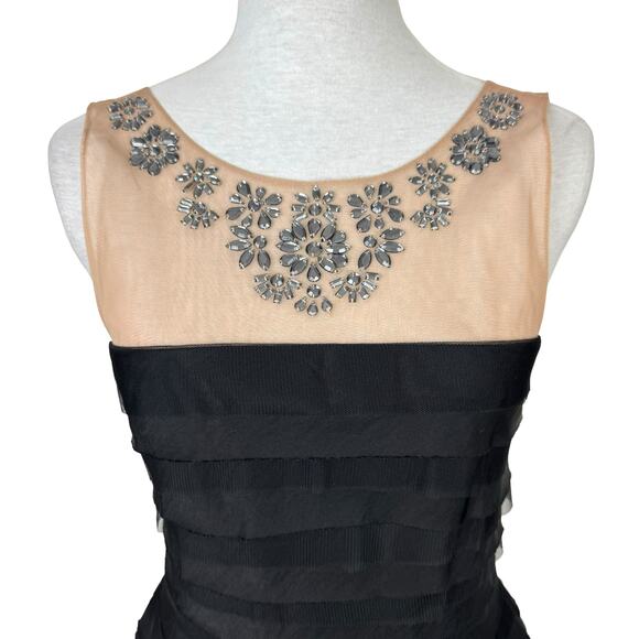 Bcbgmaxazria Marina Embellished Sleeveless Black Tiered A-line Skirt Party Dress - Picture 6 of 12